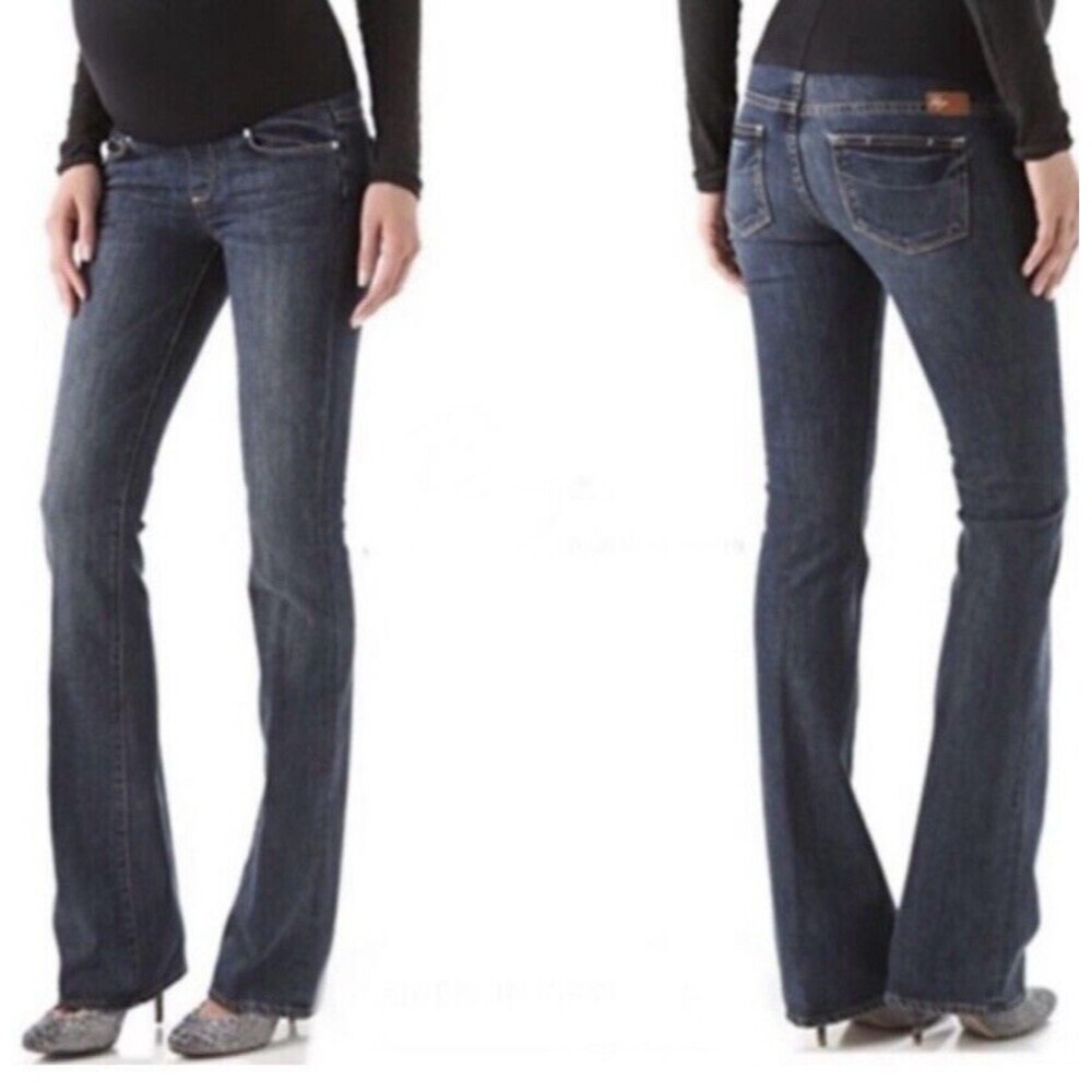 Paige Maternity Premium Denim Laurel Canyon Jeans 28 full panel Bootcut 26 insea